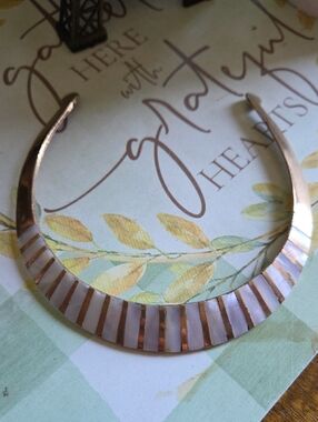 Brass Collar Necklace with Mother-of-Pearl Inlay